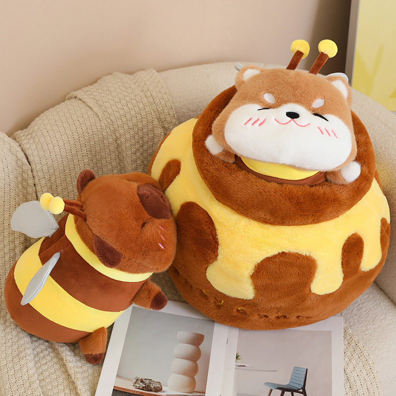 Cute Bee Doll Plush Toys Capybara Doll Shiba Inu Cute Honey Jar - The Ginger Toy Shop