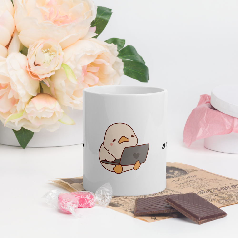 Duck Glossy White Mug 11oz – Original Design by GingerStore | Dishwasher & Microwave Safe - The Ginger Toy Shop