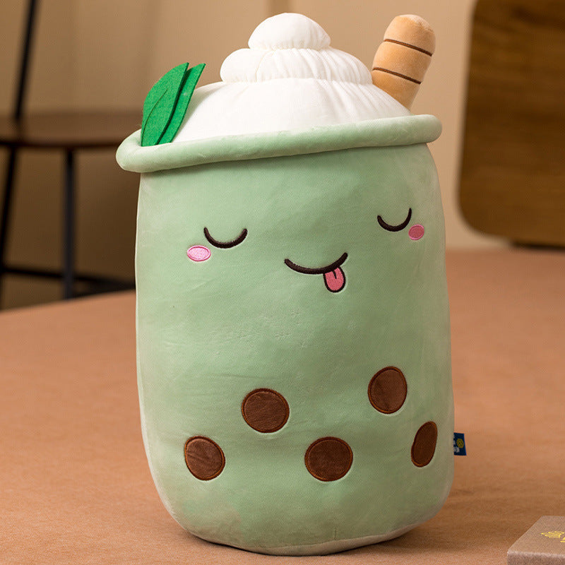 Milk Tea Cup Plush Pillow – Soft & Sweet Strawberry, Matcha & Fruit Flavors - The Ginger Toy Shop