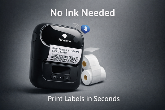 Phomemo M110 Mini Bluetooth Label Printer – Portable Thermal Sticker & Price Label Maker - The Ginger Toy Shop