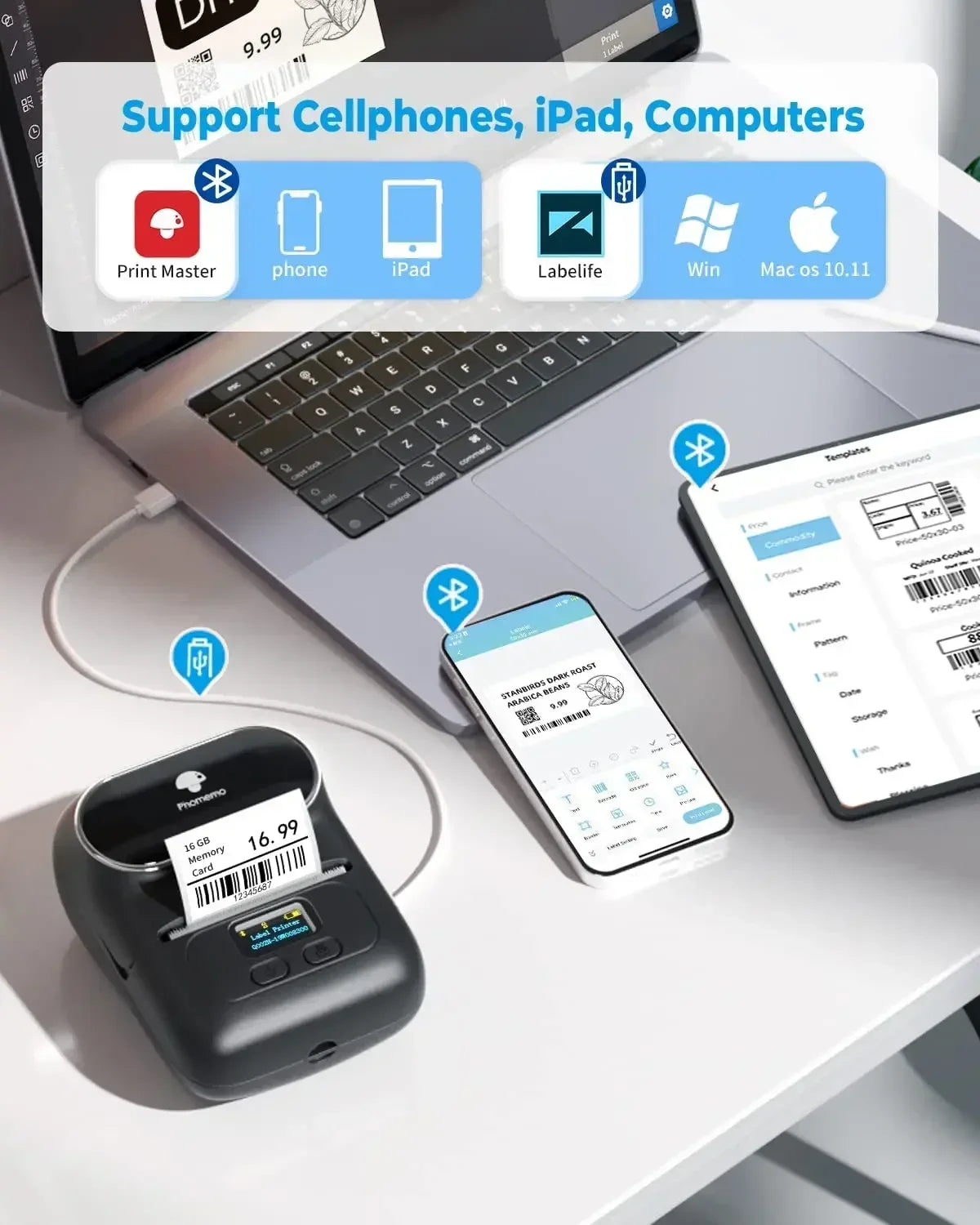 Phomemo M110 Mini Bluetooth Label Printer – Portable Thermal Sticker & Price Label Maker - The Ginger Toy Shop