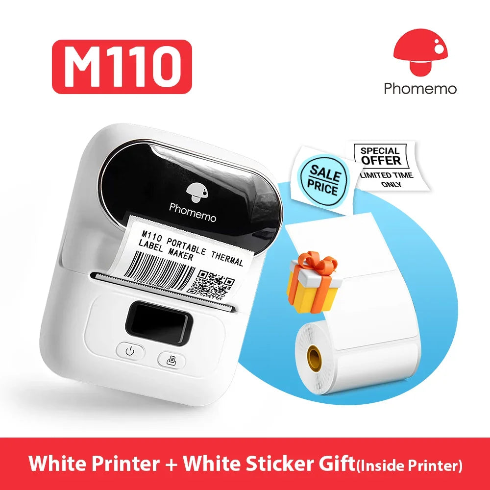 Phomemo M110 Mini Bluetooth Label Printer – Portable Thermal Sticker & Price Label Maker - The Ginger Toy Shop