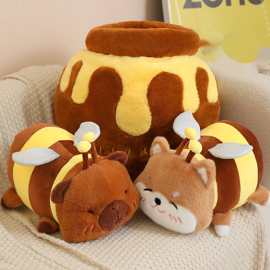 Cute Bee Doll Plush Toys Capybara Doll Shiba Inu Cute Honey Jar - The Ginger Toy Shop